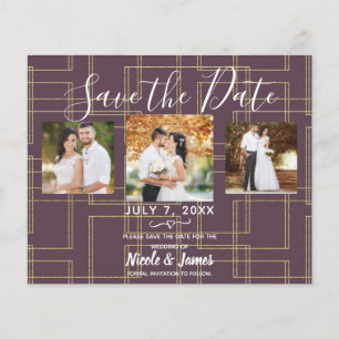 Papier Chic Berry Mauve & Gold Géométrique Glam Date d'en