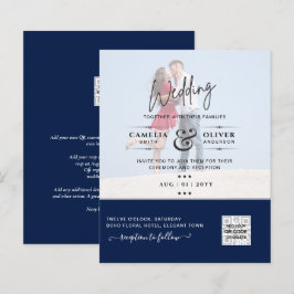 Papier Chic Blue Photo Wedding Inviter QR Code Enregistre