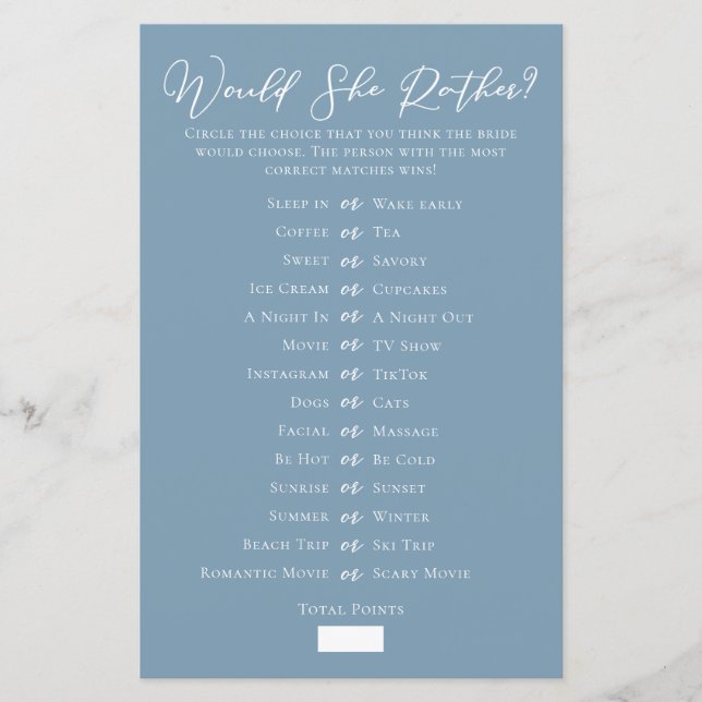 Papier Chic Blue Voudrait-Elle Plutôt Fête des mariées Je (Devant)