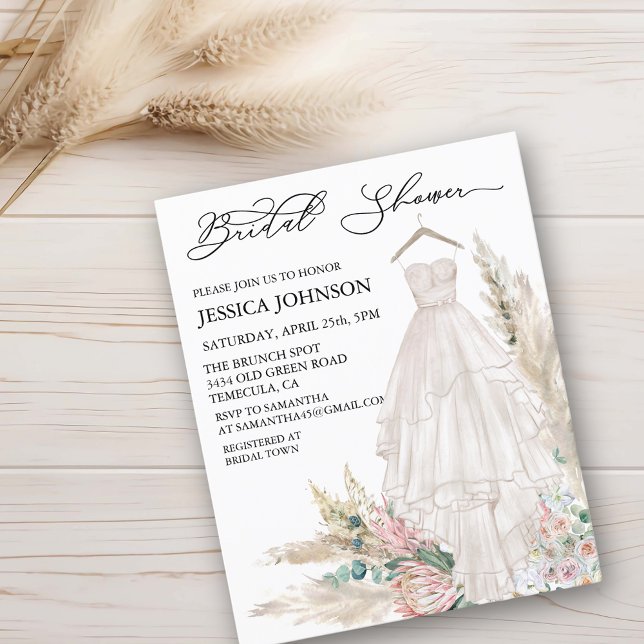 Papier Chic Boho Fête des mariées Mariage robe aquarelle (Créateur téléchargé)