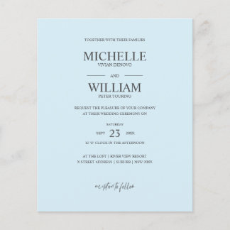 Papier Chic classique bleu clair élégant Mariage budget