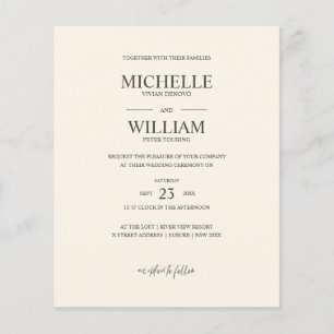 Papier Chic Classique Plaine Beige Élégant Mariage Budget