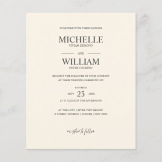 Papier Chic Classique Plaine Beige Élégant Mariage Budget