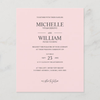 Papier Chic Classique Plat Rose Élégant Mariage Budget