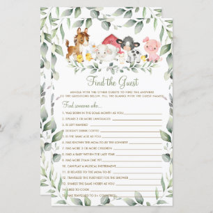 Papier Chic Farm Animaux verdure Trouvez le jeu invité