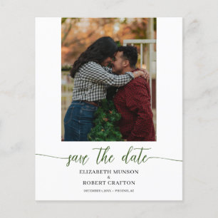 Papier Chic Green Photo Wedding Enregistrer La Date