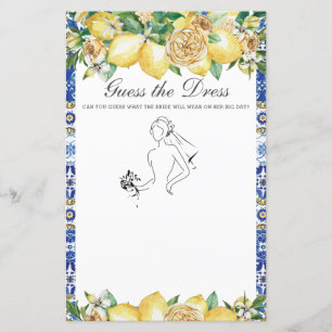 Papier Chic Lemon Greenery Guess Dress Bridal Game