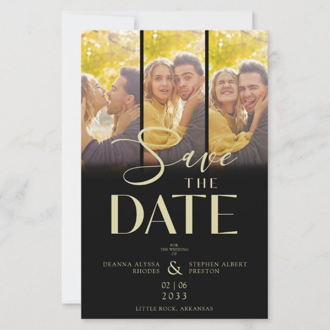 Papier Chic Moderne 3 Mariage Photos Collage pas cher (Devant)