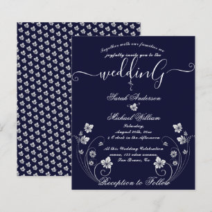 Papier Chic Moderne Budget Floral Blanc Faire-part de mar