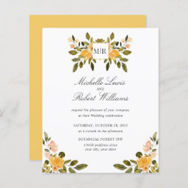Papier Chic Monogram Jaune Vert Mariage floral