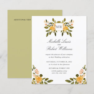 Papier Chic Monogram Jaune Vert Mariage floral