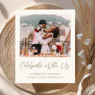 Papier Chic Photo Cream Gold Wedding Réception Invitation