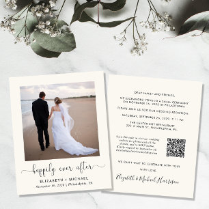 Papier Chic Photo QR Code Cream Wedding Invitation de réc
