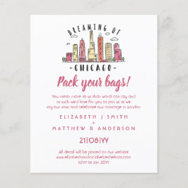 Papier CHICAGO Skyline Faire-part de mariage dessiné à la