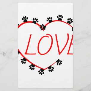 Papier Chien Paws Red Heart Love