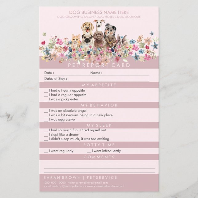 Papier Chiens Groomer pour animaux de compagnie rose rous (Devant)