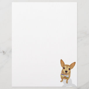 Papier Chihuahua dans un bowtie sur un arrière - plan bla