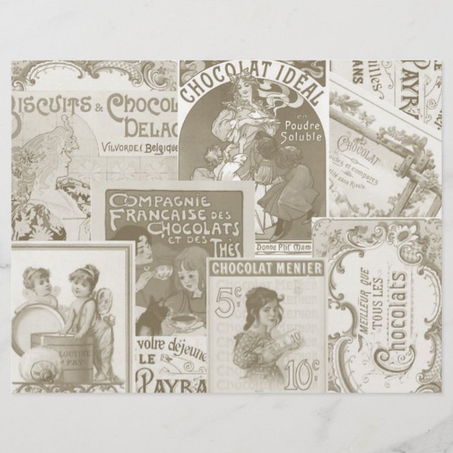 Papier Chocolat Francais publicité Découpage et Collage (Devant)