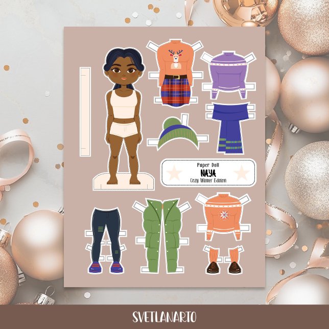 Papier Christmas Paper Doll Indian Girl Winter Outfits (Créateur téléchargé)
