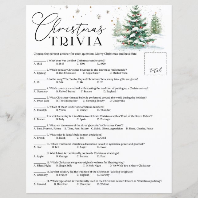 Papier Christmas Trivia Jeu de Fêtes (Devant)