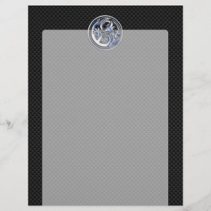 Papier Chrome Dragon Crest noir Carbone Fibres Impression