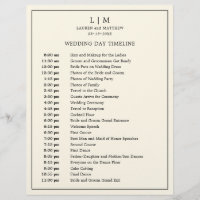 Chronologie de mariage avec monogramme jaune beurr