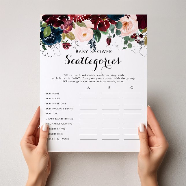 Papier Chute Baby shower Floral Scattegories Jeu (Créateur téléchargé)