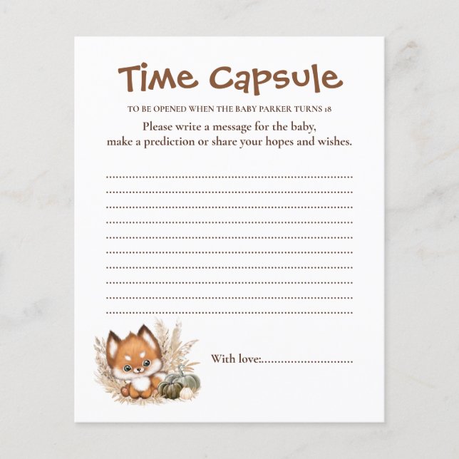 Papier Chute Baby shower mou Capsule temps (Devant)