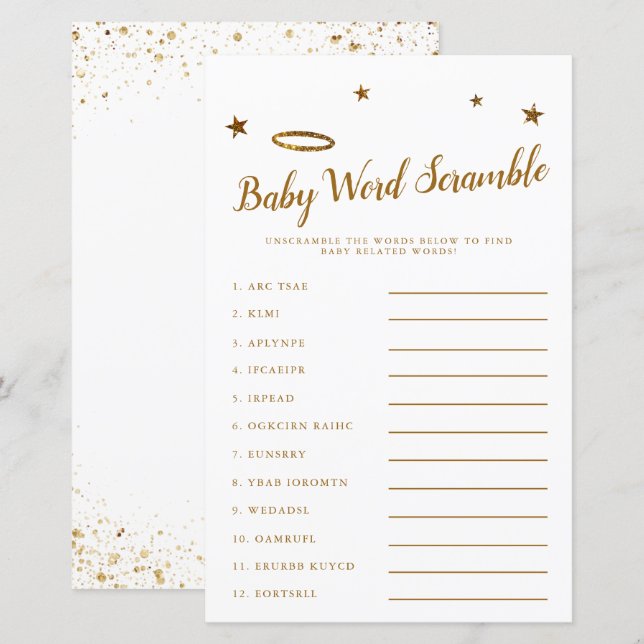 Papier Ciel envoyé Baby Word Scramble Jeu Jeu Jaune (Devant / Derrière)