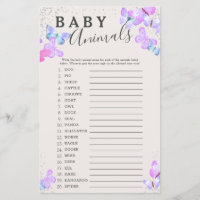 Ciel papillon Baby shower Bébé Animaux Jeu