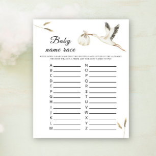 Papier Cigogne baby shower - Jeu de course de noms de béb