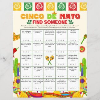 Papier Cinco de Mayo Trouver Quelqu'Un Jeu Imprimable 8.5