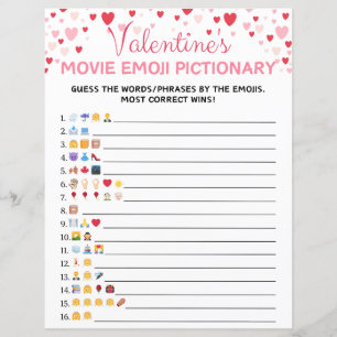 Papier Cinéma de la Saint Valentin Emoji Pictionary Jeu