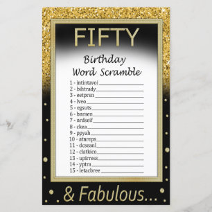 Papier Cinquante Anniversaire Mot Scramble Jeu