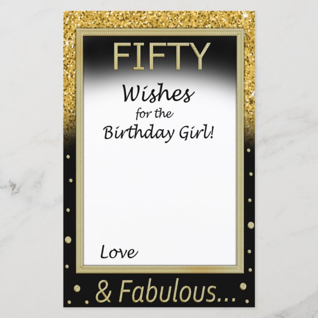 Papier Cinquante Voeux pour la fille d'anniversaire (Devant)
