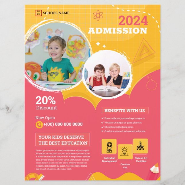 Papier Circulaire d'admission à l'école pour enfants (Devant)