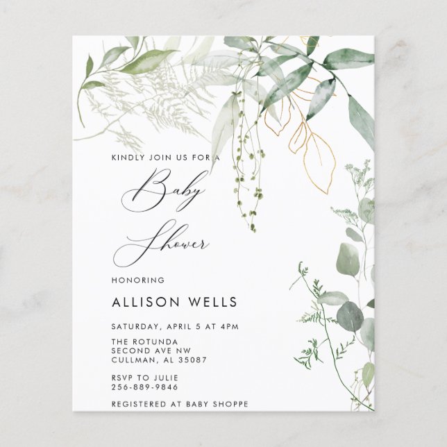 Papier Circulaire d'invitation de Baby shower moderne (Devant)