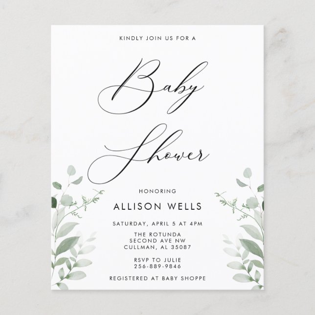 Papier Circulaire d'invitation de Baby shower moderne (Devant)