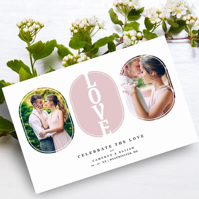 Papier Citation d'amour budget rose Mariage 2 Photos Coll (Créateur téléchargé)