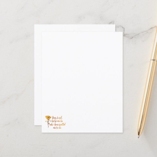 Papier Citation de prière de tournesol (Devant/Arrière en situation)