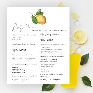 Papier Citron baby shower bébé Trivia jeu