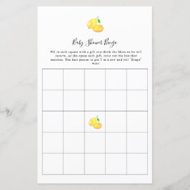 Papier Citron Baby shower Bingo Jeu Élégant Script Chic
