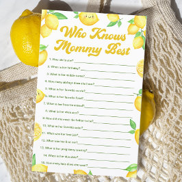 Papier Citron Baby shower Qui Connaît Maman Meilleur Jeu