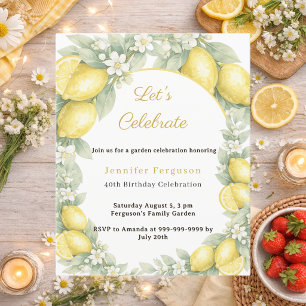 Papier Citron de fête d'anniversaire jardin d'été invitat