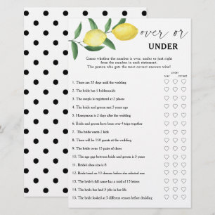 Papier Citron - Jeu de baby shower pour mariée : au-dessu
