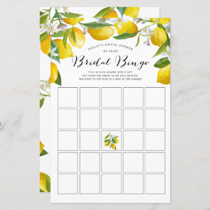 Papier Citron Jeu de bingo de douche à thème nuptiale,
