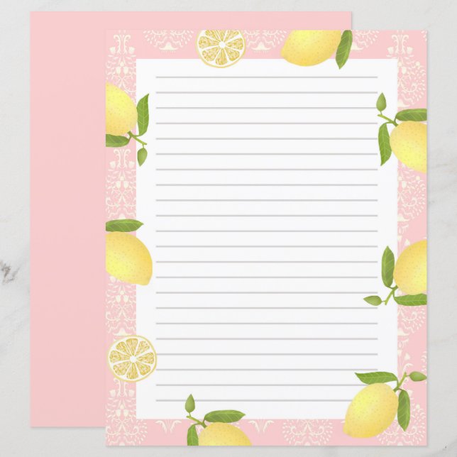 Papier Citron Motif Love Peach (Devant / Derrière)