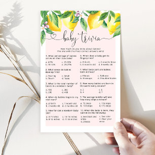Papier Citron rose Bébé trivia jeu de baby shower