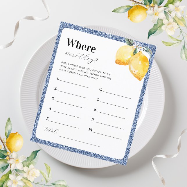 Papier Citrons & Carreaux Où Étaient-Ils Fête des mariées (Créateur téléchargé)