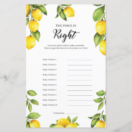 Papier Citrons Citrus Le prix est droit jeu bébé